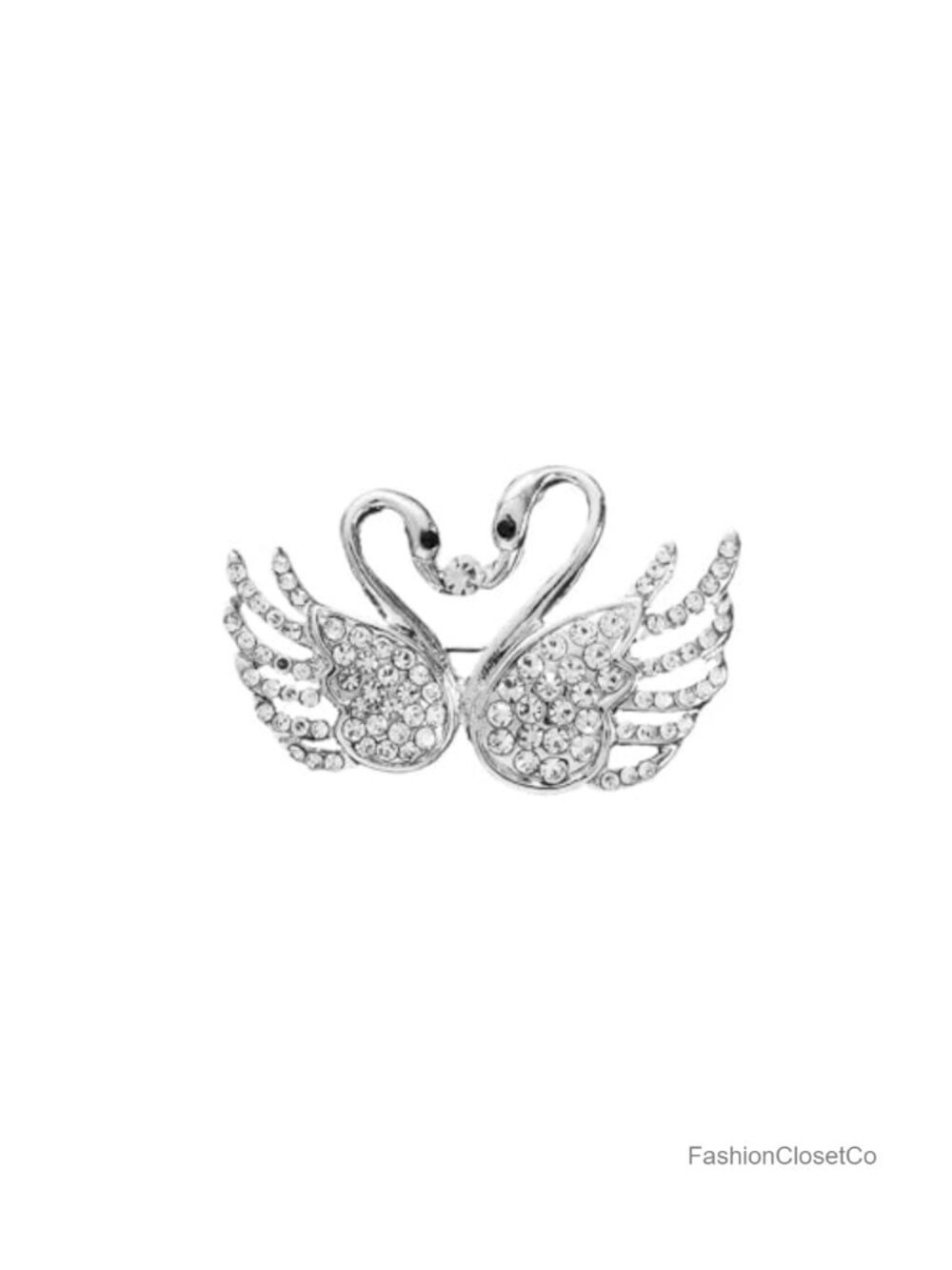 Cubic Zirconia Double Swan Brooch Metal Pin Women's Fashion Jewelry Gift